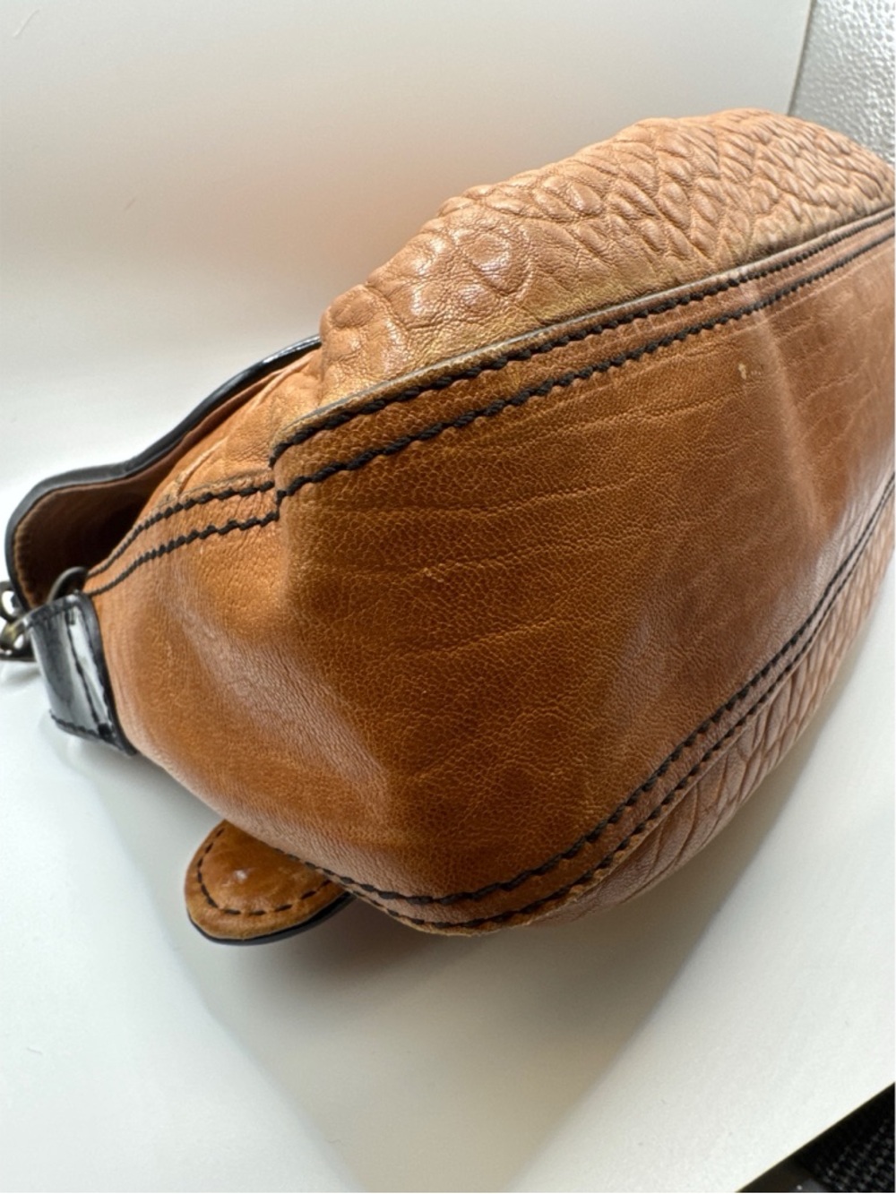 Fendi Brown Pebbled Leather Buckle Shoulder Bag Y2K Italy - Picture 7 of 11